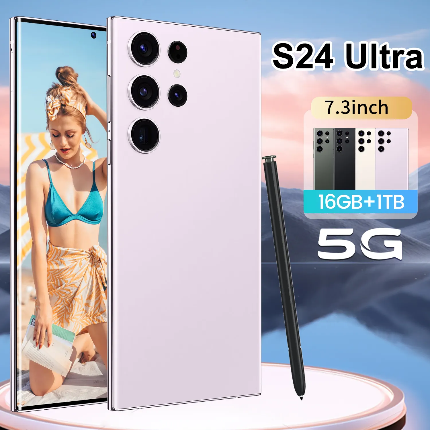 S24 ультра 7,3 дюймов высокой четкости пиксельный большой экран Android 13 все-в-одном беспроводной сети недорогой мобильный телефон