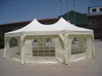 Carpa de Lujo para Bodas con Doble Techo Alto, Elegante Carpa Pagoda para Eventos con Ventanas Tipo Catedral, Toldo para Fiestas Color Marfil, Precio de Fábrica
