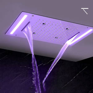 <span class=keywords><strong>Chrome</strong></span> Musique Coloré Plafond Pluie Cascade Pommeau De Douche Romantique SUS304 Pluie Douche Avec Lumière Led - Product Image 2