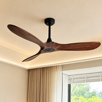 Ventilateur de plafond LED moderne à télécommande, 52 pouces, 3 pales, corps métallique, super silencieux, installation facile, pour salle à manger intérieure