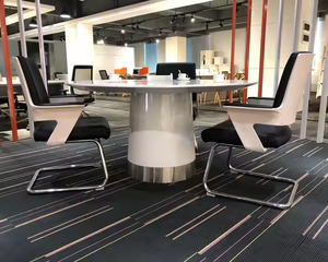 Table <span class=keywords><strong>de</strong></span> conférence moderne <span class=keywords><strong>de</strong></span> luxe en MDF blanc pour 4 à 6 personnes, mobilier <span class=keywords><strong>de</strong></span> bureau élégant pour les réunions, l'école, le salon, le bureau à domicile - Product Image 2