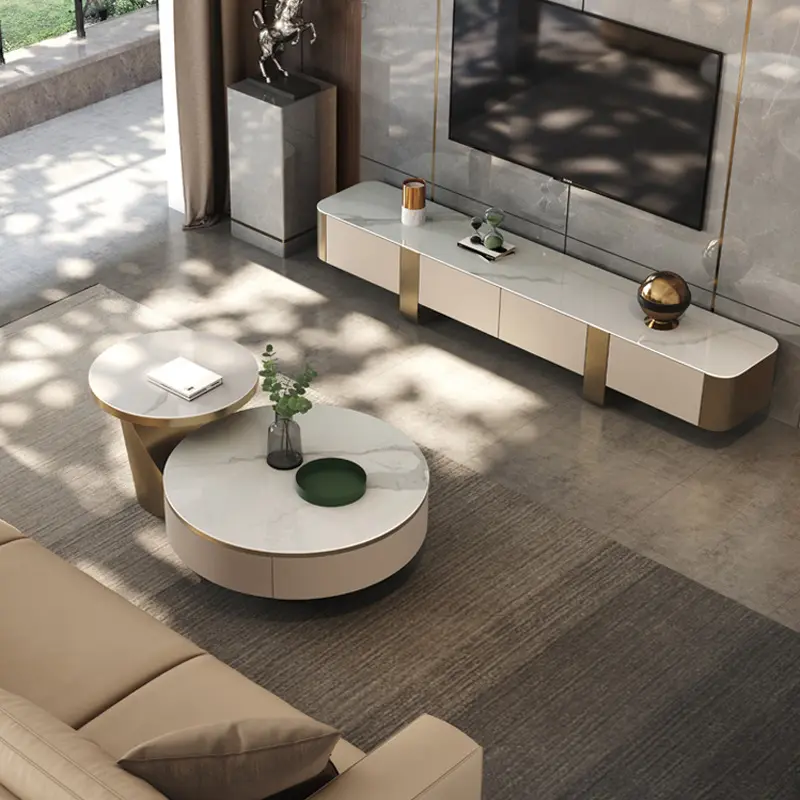 Italian light luxury rock panel coffee table TV cabinet modern simple living room floor cabinet high-end