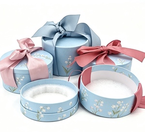 Custom Printed Cardboard Paper Tube With Bow, Round Gift Paper Can for Earring Hair Clip Chocolate Small Gift Packaging - Product Image 1