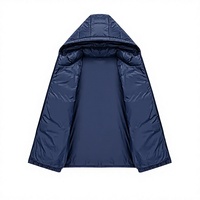Veste matelassée à capuche pour homme, manteau d'hiver bleu marine uni, coupe-vent, fermeture éclair, vêtement d'extérieur épais et chaud