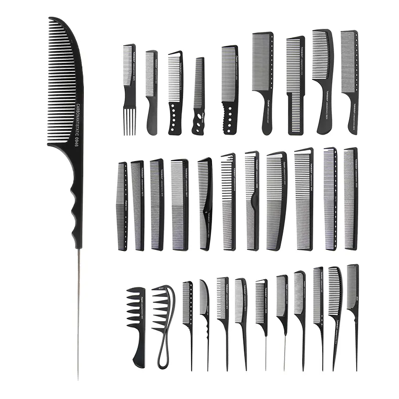Hair Comb Manufacturer Professional Heat Resistance Carbon Comb Anti Static Carbon Fiber Rat Tail Comb