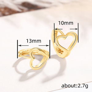 Orecchini a Cerchio con Cuore Vuoto per Donne, Semplici Orecchini a Forma di Cuore, Gioielli di Moda per Uso Quotidiano - Product Image 4