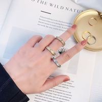 Bague de couple en acier inoxydable plaqué or 18 carats avec zircon et fermoir de sécurité, cadeau de vacances pour femme, sans nickel