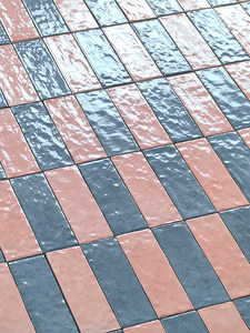<span class=keywords><strong>Piastrelle</strong></span> a striscia lunga bicolore blu polvere e <span class=keywords><strong>rosa</strong></span>, fatte a mano, per pareti decorative di bagni o docce - Stile Internet Celebrity - Product Image 5