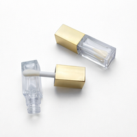 Tube carré pour gloss, anticernes et blush, avec bouchon à vis doré, en PET soufflé par injection, pour gloss à lèvres 10ml, logo personnalisé OEM GH211A