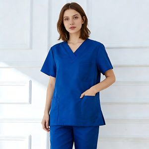 100% coton uniformes hospitaliers col en V à manches courtes de haute qualité pour les médecins hospitaliers infirmière - Product Image 1