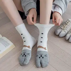 Calcetines de algodón con dedos para mujer, calcetín de 2 dedos, chanclas, Tabi, novedad, venta al por mayor
