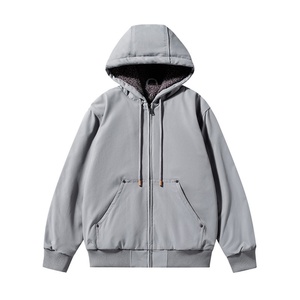 เสื้อแจ็คเก็ตมีฮู้ดบุขนแกะสีเทาสำหรับผู้ชาย เสื้อคลุมลำลองทรงโอเวอร์ไซส์สำหรับฤดูใบไม้ร่วง ฤดูหนาว ใช้ในชีวิตประจำวันและการเดินทางกลางแจ้ง - Product Image 1