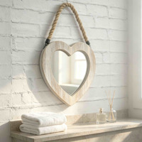 Miroir mural rustique en bois en forme de cœur avec cordelette, miroir de ferme pour chambre, salle de bain, décoration intérieure