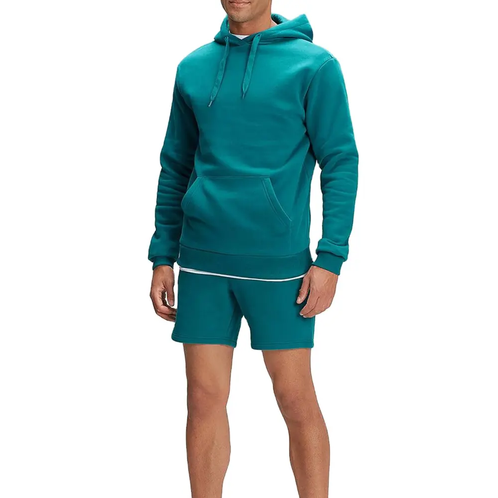 Metro logotipo personalizado de corrida lisa masculino, pulôver com capuz e shorts 2 peças conjunto de roupas esportivas fitness etiqueta privada