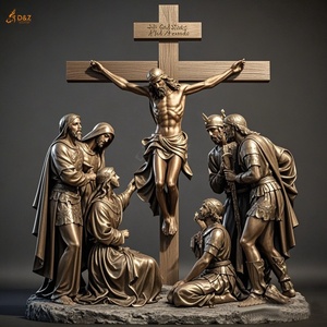 Famosa religión cristiana católica estatua de latón Jesús 14 estación duodécima estación tamaño real Jesús muere Cruz escultura de bronce - Product Image 4