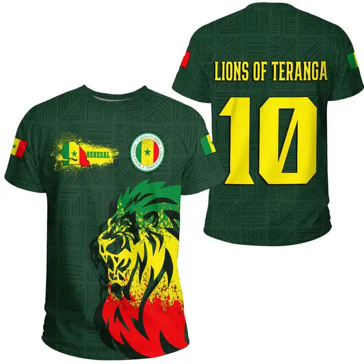 Afrika Senegal Nationale Embleem Logo Custom T-Shirt Heren Casual Sport Thuis Set Shirt Op Aanvraag Print Sublimatie T-Shirts