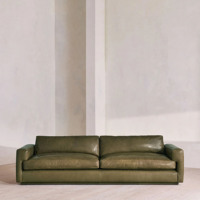 Canapé italien minimaliste en cuir mousse, 3 places, accoudoirs droits, assise profonde, meubles de salon confortables pour maison, villa, hôtel, loft