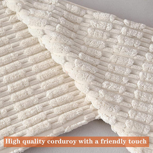 Sarung Bantal Kotak Bergaris Kain Corduroy Lembut Ukuran 18x18 Inci Gaya Modern Farmhouse untuk Sofa Ruang Tamu Tempat Tidur - Product Image 3