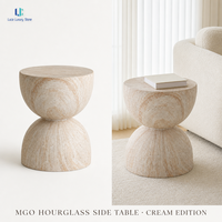 Table d'appoint Luca MGO Hourglass |   Table d'appoint ronde en oxyde de magnésium, aspect travertin, résistante aux intempéries, pour intérieur et extérieur, taille personnalisée, OEM