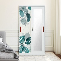 Grande armoire en acier à 3 portes, placard de rangement en métal avec tiroirs et miroir pour chambre à coucher, appartement
