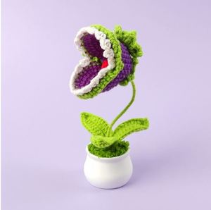 Miniatura all'uncinetto del Fiore Mangia-Uomini di Sagittario, Decorazione da Scrivania o Auto, Piccolo Regalo per Studenti - Product Image 4