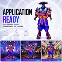 Costume de Robot Adulte LED Cyber Suit Lumineux Néon, Armure de Samouraï Portable pour Cosplay, Spectacle Scénique Anime et Fête