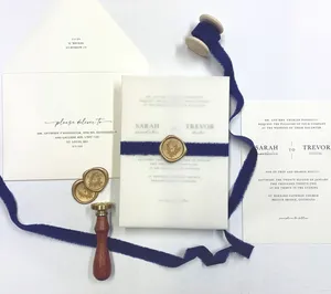 Tùy chỉnh vellum cá nhân Thiệp mời đám cưới với Ribbon & Sáp con dấu, hiện đại đơn giản lời mời đám cưới - Product Image 2