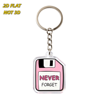 Porte-clés en acrylique disquette rose « Never Forget » – Breloque rétro technologique nostalgique pour clés, accessoire esthétique Y2K durable double face