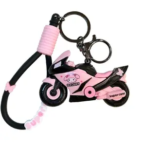 New PVC Keychains Creative Motorcycle Style 2024 Products Kawaii Pendants Car Key Rings Sanria Accessories Keychain