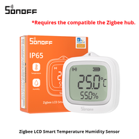 Sensor Suhu dan Kelembapan Cerdas SONOFF SNZB-02WD IP65 Zigbee 3.0 LCD Tahan Air, Kompatibel dengan Alexa dan Google Home, Plastik, untuk Penggunaan Hotel