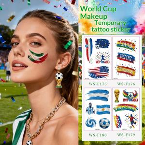 Nouveaux autocollants de <span class=keywords><strong>tatouage</strong></span> de football pour les fans, autocollants pour le maquillage du visage pour les événements et les fêtes des clubs, maternité - Product Image 1