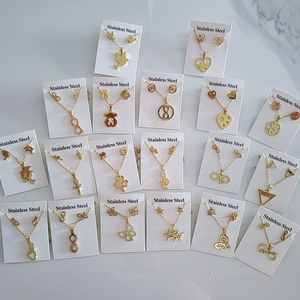 Nueva moda nupcial oro Acero inoxidable pez hueso ala caballo flor colgante collar pendientes conjunto de joyería para mujer - Product Image 1