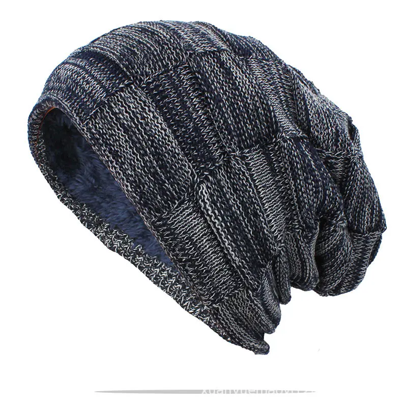 Wholesale Winter 2022 Warm Soft Fleece Lined Acrylic Knit Jumbo Skull Rasta Cap Baggy Slouchy Beanie Hats for Men