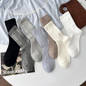 Women's Pure Cotton Mid-Calf <b>Socks</b> Seamless Breathable Solid Color Casual Style - Product Image 2