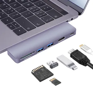 带高清MI USB3.0 sd卡读卡器的6合1无线USB C扩展坞集线器多端口适配器