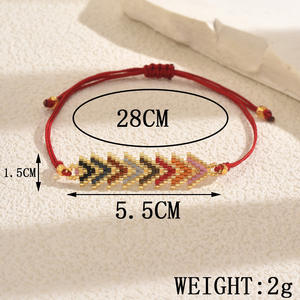 手作りボヘミアン調調節可能編み紐ミユキビーズブレスレット 女性用 記念日用シックなジュエリー 女性向け - Product Image 2