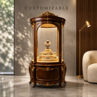 Vitrine à bijoux vintage verticale avec éclairage LED pour musée, magasin de détail et bijouterie