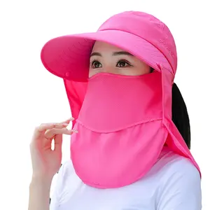 Chapeau et masque de seau de queue de cheval de dames de visière à larges bords détachables de conception d'été promotionnelle pour l'équitation extérieure