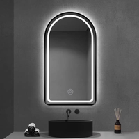 Miroir intelligent mural de style moderne à LED trois couleurs, salon, hôtel, interrupteur tactile, indice de protection IP44, arche semi-circulaire française