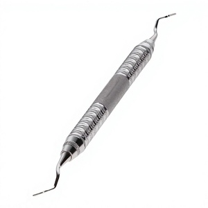 Instrument dentaire composite en acier inoxydable avec poignée moletée, outil manuel, équipement chirurgical de classe I, noir/argent, garantie 1 an - Product Image 1