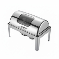 Edelstahl Chafing Dish Buffet-Set Rechteckiger Speisenwärmer mit Sichtfenster Alkohol-Chafing-Dishes für Hotel, Party und Hochzeit