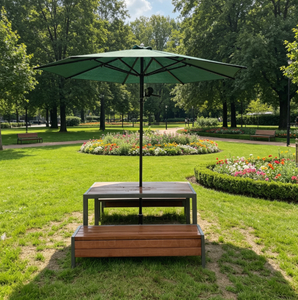 Parasol d'extérieur commercial 3m en acier robuste, résistant aux UV, avec mât central, pour hôtel, jardin, terrasse - Product Image 1