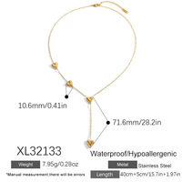 Set Perhiasan Kalung dan Gelang Liontin Berbentuk Hati dari Baja Anti Karat SUMMLY18K Berlapis Emas, Perhiasan Fashion yang Dapat Ditumpuk.