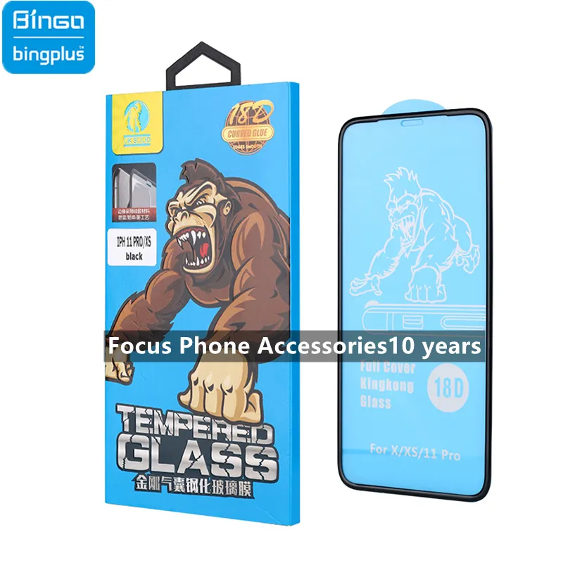 واقي شاشة من الزجاج المقوى لهاتف Iphone 11 Huawei Samsung Xiaomi realme 18D Gorilla King Kong