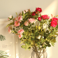 Mini Roses thé artificiel couleurs, 5 têtes, 1 pièce, fausses fleurs, pour un mariage, parterre de fleurs