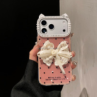 Coque de téléphone fantaisie style Ins avec nœud papillon en dentelle pour iPhone 18 Pro Max, coque antichoc 3-en-1, étui rigide pour 17, 16, 15, 14, 13