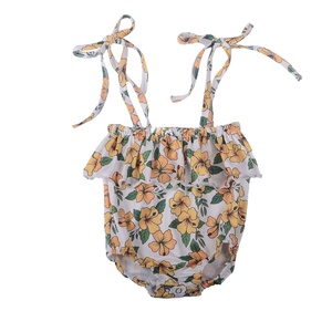 Romper de algodón estampado con tirantes ajustables y cuello halter para bebé, estilo hawaiano, primavera-verano, talla personalizada - Product Image 3