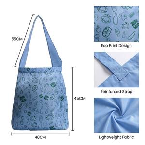 Wholesale Reusable Grocery Shoulder Tote <b>Bag</b> Lightweight Eco Print <b>Foldable</b> Shopping <b>Bag</b> Custom Supermarket Gift Gift Carrier - Product Image 2