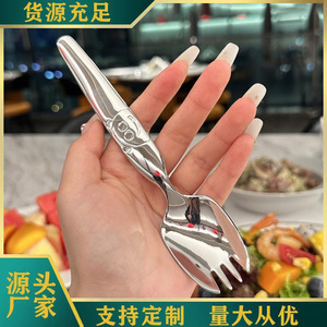 Cuchara y tenedor de acero inoxidable para niños, tenedor para fruta, tenedor creativo con diseño de oso de dibujos animados, cuchara para comer, cuchara pequeña para bebé, cuchara para sopa - Product Image 1