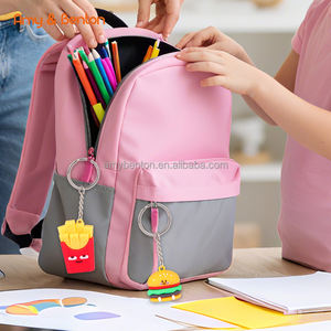 Comida Fiesta Favores Mini Hamburguesa Pizza Frenchfries Sandwich Llavero Set para Bolsa Llavero Decoración para Niños - Product Image 6